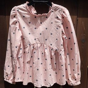 Pink polka dot long sleeve blouse